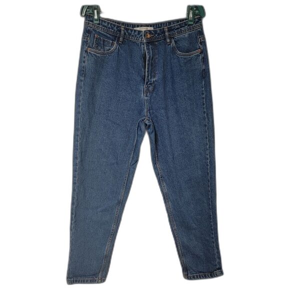 Zara TRF Mom Jeans Sz 8 High Waist Tapered Denim - Picture 1 of 4